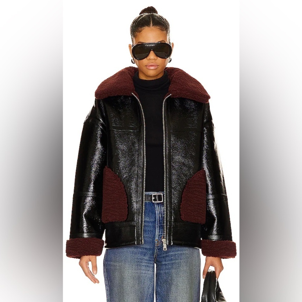 NWT $575 Apparis Catalina Jacket Noir and Burgundy XL